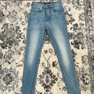 Express Blue Skinny Jeans with Faded Effect
